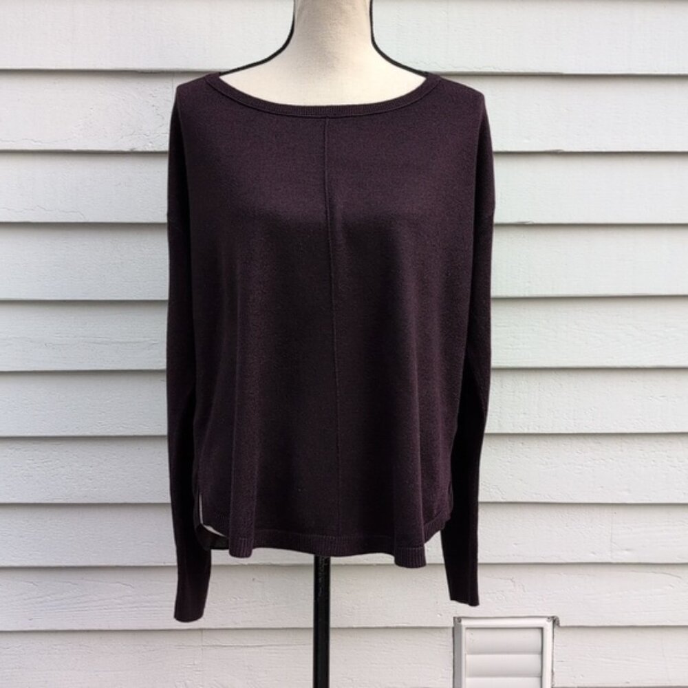 Loft Mixed Media Sweater | Loft Maroon Mixed Media Sweater
